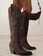 marquiiz Cizme cowboy Maro închis cu toc conic decorate cu zirconii Nalera