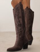 marquiiz Cizme cowboy Maro închis cu toc conic decorate cu zirconii Nalera