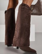 marquiiz Cizme Maro Cowboy cu Toc Conic cu Carâmb Întors cu Broderie Fenassa