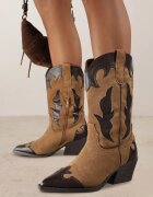 marquiiz Cizme Maro Cowboy pe Toc Conic cu Tija Embosată Avrenne