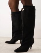 marquiiz Cizme pe toc stiletto cu carâmb cu efect stratificat Tonta Negre