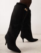 marquiiz Cizme pe toc stiletto cu carâmb cu efect stratificat Tonta Negre
