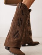 marquiiz Cizme tip cowboy cu carâmb ce imită piciorul decorate cu decupaje ajurate Nilmi Bej