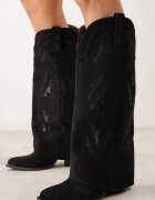 marquiiz Cizme tip cowboy cu carâmb ce imită piciorul decorate cu decupaje ajurate Nilmi Negre