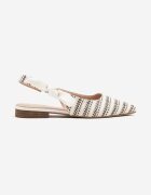 marquiiz Sandale Albe Slingback cu Ornamente din Tweed Calritis