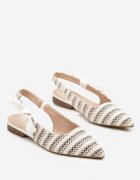 marquiiz Sandale Albe Slingback cu Ornamente din Tweed Calritis