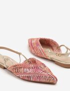 marquiiz Sandale Roz-Portocaliu Tip slingback cu fir metalic și parte superioară împletită Nilavalia