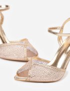 marquiiz Sandale Șampanie Elegante cu toc stiletto decorate cu zirconii Viofera