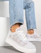 marquiiz Sneakers Albe din dantelă ajurată cu talpă groasă Nanessia