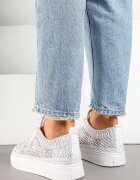 marquiiz Sneakers Albe din dantelă ajurată cu talpă groasă Nanessia