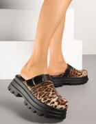 mellisa Papuci Leopard Tip Saboți pe Platformă Embosată Decorate cu Cataramă Sorelenna