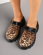mellisa Papuci Leopard Tip Saboți pe Platformă Embosată Decorate cu Cataramă Sorelenna