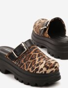 mellisa Papuci Leopard Tip Saboți pe Platformă Embosată Decorate cu Cataramă Sorelenna