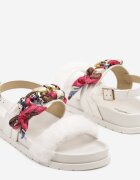 mellisa Sandale Albe Decorate cu legături și cu blană Senelira