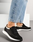 mellisa Sneakersi Negri cu perforații și inserții metalice Sesovienna