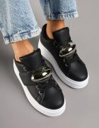 mellisa Sneakerși Negri pe Platformă cu Aplicație Metalică Welveria