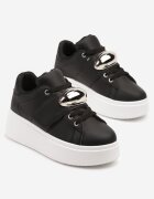 mellisa Sneakerși Negri pe Platformă cu Aplicație Metalică Welveria