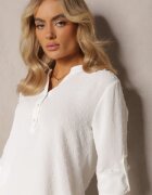 melya by melody Bluză Albă cu Nasturi din Țesătură Plumeti Jorale