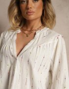 melya by melody Bluză Albă de Bumbac stil Cămașă cu Broderie Decorativă Palithia