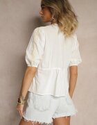 melya by melody Bluză Albă Legată din Bumbac cu Broderie Decorativă Novienira