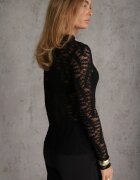 melya by melody Bluză din dantelă transparentă cu guler tip tunică Igneria Neagră