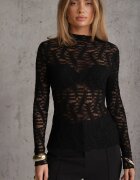 melya by melody Bluză din dantelă transparentă cu guler tip tunică Igneria Neagră
