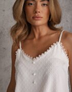 melya by melody Bluză pe bretele din țesătură plumeti cu bumbac și cu finisaj din dantelă Rellis Albă