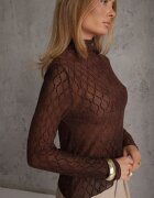 melya by melody Bluză transparentă din dantelă cu guler tip tunică și model geometric Joliena Maro