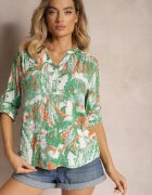 melya by melody Bluză Verde-Albă din Viscoză și Mânecă Lungă Anlista