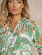 melya by melody Bluză Verde-Albă din Viscoză și Mânecă Lungă Anlista