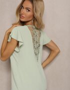 melya by melody Bluză Verde Transparentă cu inserții de dantelă Lenley