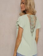 melya by melody Bluză Verde Transparentă cu inserții de dantelă Lenley