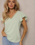 melya by melody Bluză Verde Transparentă cu inserții de dantelă Lenley