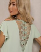 melya by melody Bluză Verde Transparentă cu inserții de dantelă Lenley