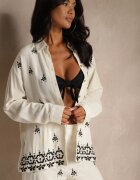 melya by melody Cămașă Alb-Negru Boho din Viscoză și In cu Broderie Decorativă Arliena