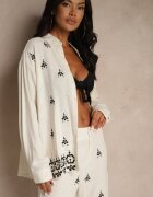 melya by melody Cămașă Alb-Negru Boho din Viscoză și In cu Broderie Decorativă Arliena
