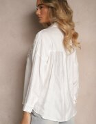 melya by melody Cămașă Albă cu vâscoză cu croi oversize cu aplicație din zirconiu Maliera