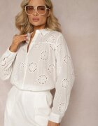 melya by melody Cămașă Albă Din Bumbac Decorată cu Zirconii și Broderie Operetta