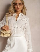 melya by melody Cămașă Albă Din Bumbac Decorată cu Zirconii și Broderie Operetta