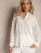 melya by melody Cămașă Albă Din Bumbac Decorată cu Zirconii și Broderie Operetta