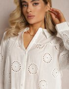 melya by melody Cămașă Albă Din Bumbac Decorată cu Zirconii și Broderie Operetta