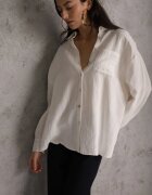 melya by melody Cămașă Albă din Viscoză cu Amestec de In din Material Structural Sewrita