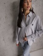 melya by melody Cămașă Albastră din Bumbac cu Dungi cu Aplicație Brodată Inimă Sewrona