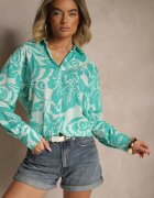 melya by melody Cămașă Albastră Oversize cu Imprimeu Floral Boinea