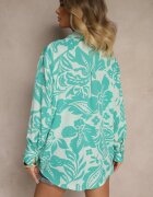 melya by melody Cămașă Albastră Oversize cu Imprimeu Floral Boinea