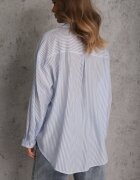 melya by melody Cămașă Albastră Oversize din Tencel cu dungi cu model brodat Tidore