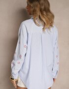 melya by melody Cămașă Albastru-Roșu Oversize în Dungi Cu Broderie Inimă Nitavela