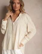 melya by melody Cămașă Bej deschis din Bumbac cu dungi verticale cu Zirconii Jarilea