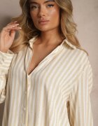 melya by melody Cămașă Bej deschis din Bumbac cu dungi verticale cu Zirconii Jarilea
