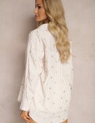 melya by melody Cămașă Bej deschis din bumbac Decorată cu model cu dungi subțiri și inimioare Vatille